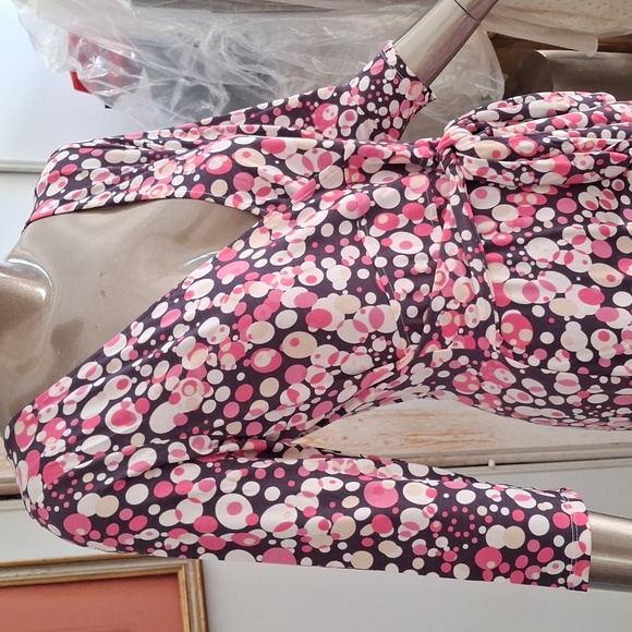 Women's stretch knit polka dot print wrap dress - Picture 2 of 3